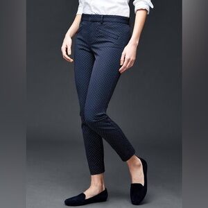 GAP Women’s Navy Blue and White Polka Dot Skinny Ankle Pants, Size 8 Regular